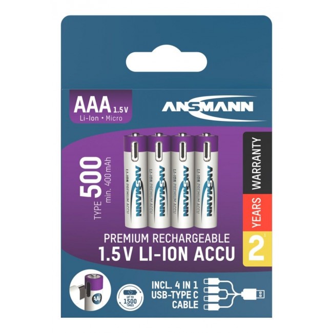 Ansmann 1311-0028 household battery Rechargeable battery AAA Lithium-Ion (Li-Ion) Ansmann 1311-0028 household battery Rechargeable battery AAA Lithium-Ion (Li-Ion)