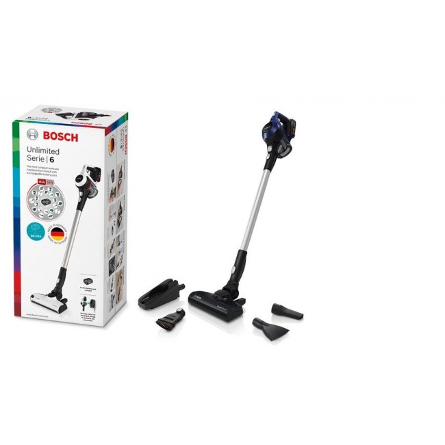 Bosch Serie 6 BBS611MAT stick vacuum/electric broom 2-in-1 stick vacuum Battery Dry Bagless 0.3 L Blue 2.5 Ah Bosch Serie 6 BBS611MAT stick vacuum/electric broom 2-in-1 stick vacuum Battery Dry Bagless 0.3 L Blue 2.5 Ah