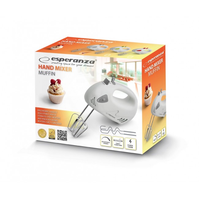 Esperanza EKM007WE mixer Hand mixer Gray, White 150 W Esperanza EKM007WE mixer Hand mixer Gray, White 150 W