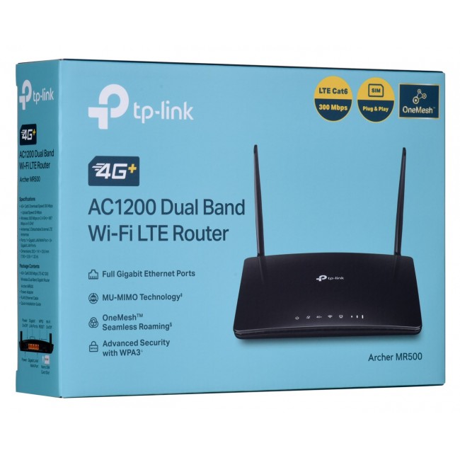 TP-Link Archer MR500 wireless router Gigabit Ethernet Dual-band (2.4 GHz / 5 GHz) 3G 4G Black TP-Link Archer MR500 wireless router Gigabit Ethernet Dual-band (2.4 GHz / 5 GHz) 3G 4G Black