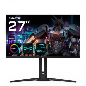 GIGABYTE AORUS FO27Q3 27 OLED Gaming Monitor - 2560 x 1440(QHD), 360Hz, 0.03ms, KVM, 250 cd/m2, FreeSync Premium Pro, DisplayHDR True Black 400, HDMI 2.1