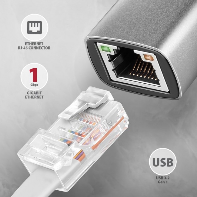 AXAGON ADE-TXCA Gigabit Ethernet Adapter, USB-C + USB-A - Titanium Grey AXAGON ADE-TXCA Gigabit Ethernet Adapter, USB-C + USB-A - Titanium Grey