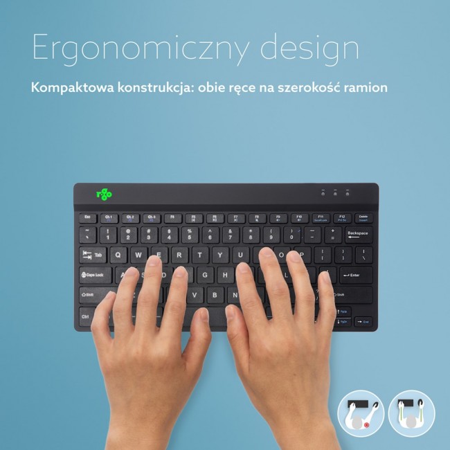 R-Go Tools Ergonomic keyboard R-Go Compact Break, compact keyboard with break software, QWERTY (US), Bluetooth, black