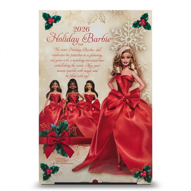 Barbie Signature 2026 Holiday Fashion Doll, Seasonal Collector, Blonde with Red Gown with Bow Detail