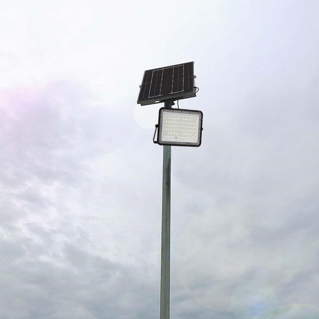Solar LED projector V-TAC 15W Remote, AUTO, Timer, IP65 Black VT-120W 4000K 1200lm