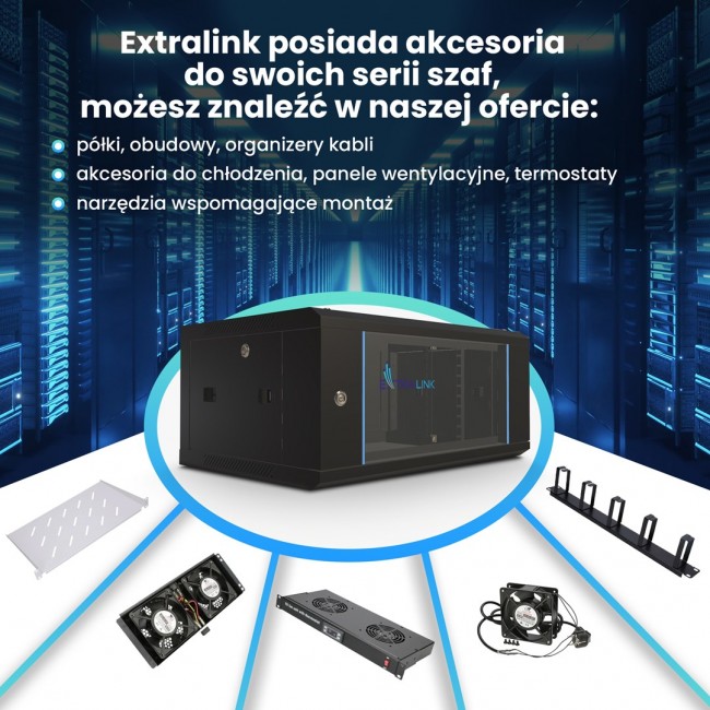 Extralink Rackmount cabinet 4U 600x450 Black wall mounted