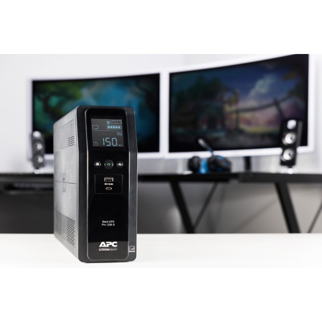 APC Back-UPS Pro, 1200VA/720W, Tower, 230V, 8x IEC C13 outlets, Sine Wave, AVR, USB Type A + C ports, LCD, User Replaceable Battery APC Back-UPS Pro, 1200VA/720W, Tower, 230V, 8x IEC C13 outlets, Sine Wave, AVR, USB Type A + C ports, LCD, User Replaceable Battery