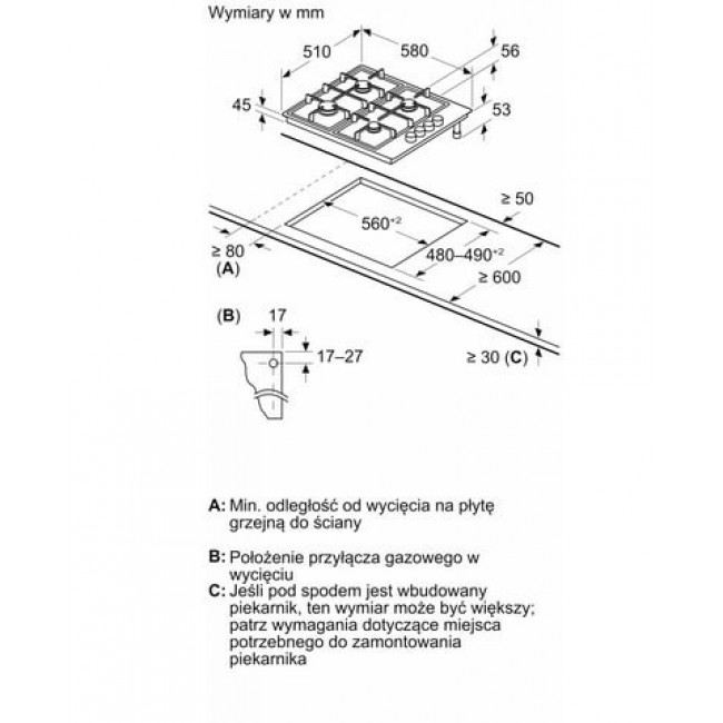 BOSCH gas hob PBP6B5K80 BOSCH gas hob PBP6B5K80