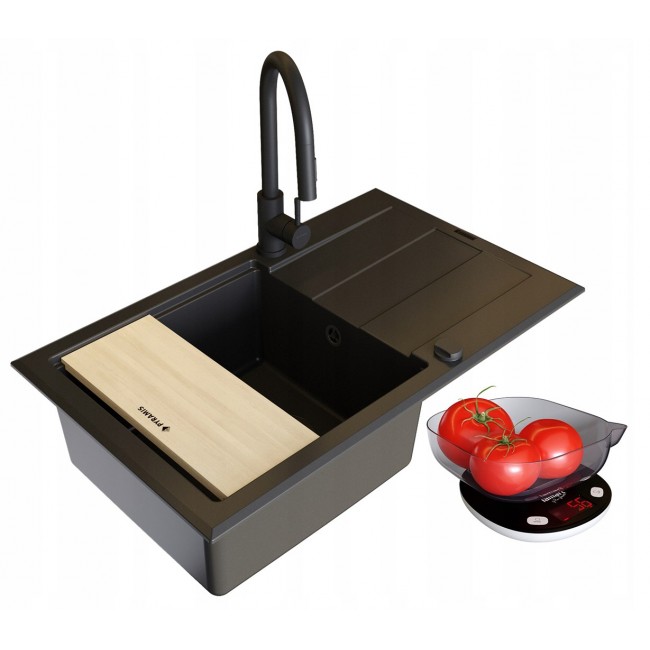 Set - PYRAMIS SPARTA PLUS LUX (78X48) 1B 1D sink + IDEA BLACK EDITION BATTERY - 070175802BE - Volcano Set - PYRAMIS SPARTA PLUS LUX (78X48) 1B 1D sink + IDEA BLACK EDITION BATTERY - 070175802BE - Volcano