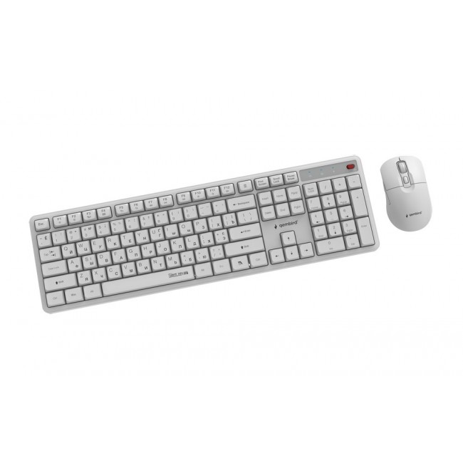Gembird KBS-WMS-01-W-CYRL Silent key Pro Business wireless desktop set, white, RU layout