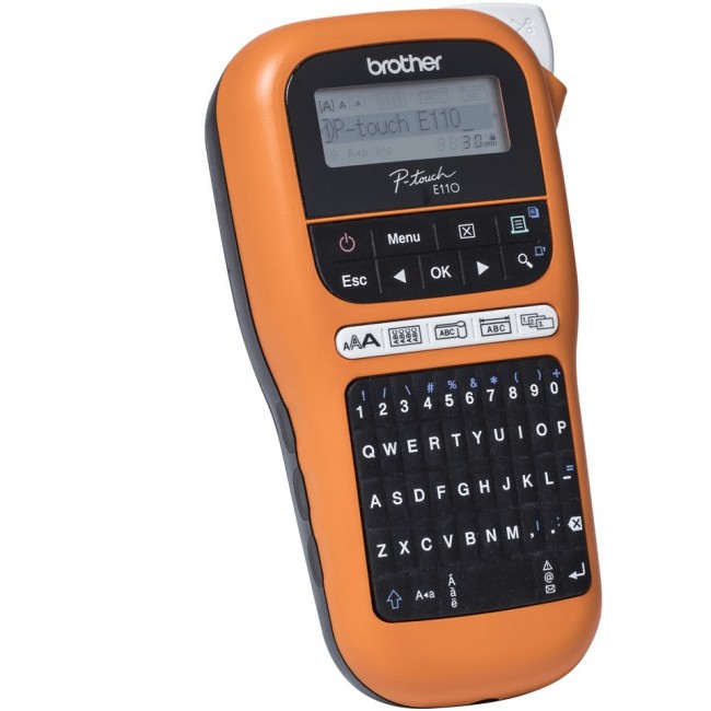 Brother PT-E110 label printer Thermal transfer 180 x 180 DPI 20 mm/sec HGe/TZe QWERTY Brother PT-E110 label printer Thermal transfer 180 x 180 DPI 20 mm/sec HGe/TZe QWERTY