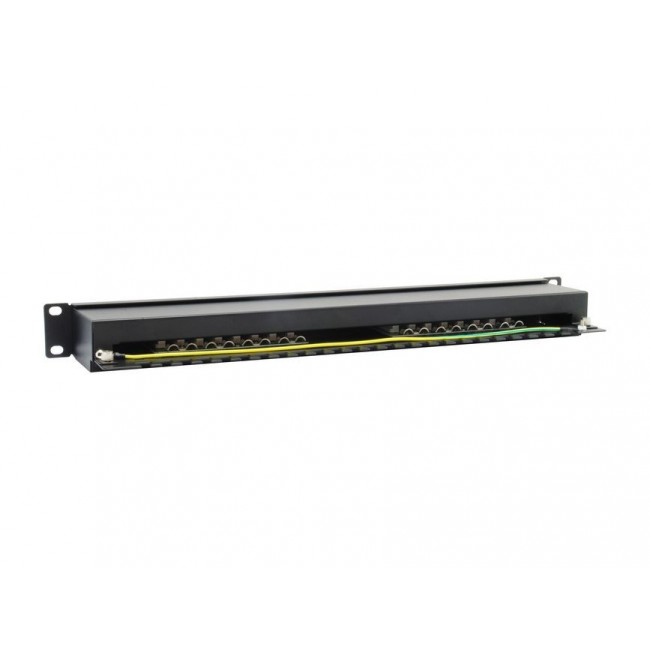 Equip 16-Port Cat.6 Shielded Patch Panel, Black Equip 16-Port Cat.6 Shielded Patch Panel, Black