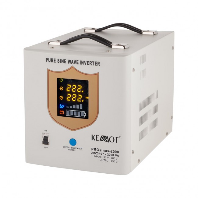Uninterruptible power supply KEMOT PROsinus-2000 converter with pure sine wave and charging function 12V 230V 2000VA/1200W Uninterruptible power supply KEMOT PROsinus-2000 converter with pure sine wave and charging function 12V 230V 2000VA/1200W