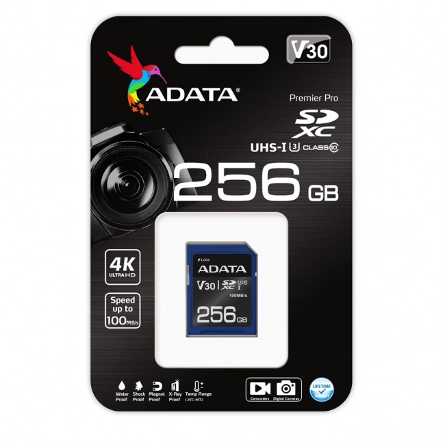 ADATA ASDX256GUI3V30S-R memory card 256 GB SDXC UHS-I Class 10 ADATA ASDX256GUI3V30S-R memory card 256 GB SDXC UHS-I Class 10