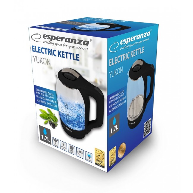 Esperanza EKK025K Electric kettle 1.7 L Black, Multicolor 1500 W