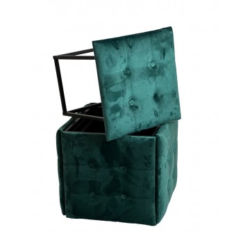 Puff-transformer 5in1 - 5 stools in 1 pouffe bottle green velvet