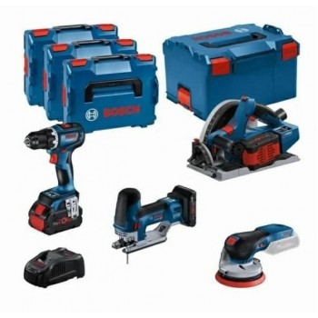 BOSCH. 18V COMBO KIT (GSR 18V-90C +GKT 18V-52GC +GST 18V-155 SC +GEX 18V-125) 1xPC4,0Ah 2xPC5,5Ah ...