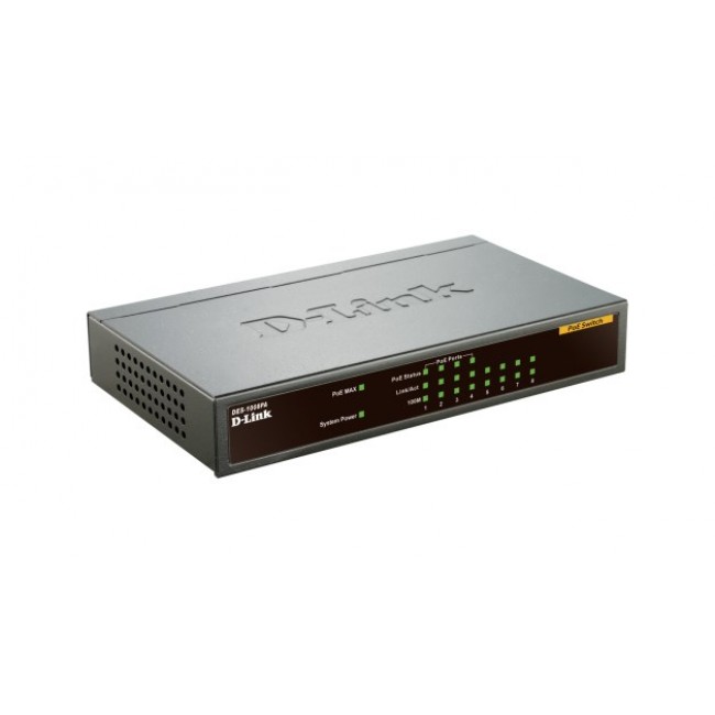 D-Link 8-port 10/100 Desktop Switch with 4 PoE Ports D-Link 8-port 10/100 Desktop Switch with 4 PoE Ports