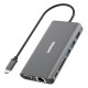 UNITEK uHUB O8+ Wired USB 3.2 Gen 1 (3.1 Gen 1) Type-C Grey