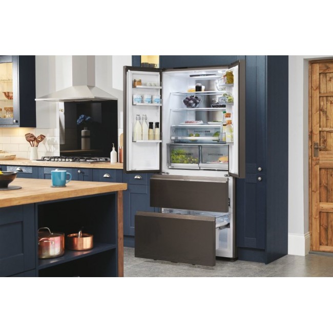 Haier FD 83 Serie 7 HB18FGSAAA Fridge-freezer, double-opening 539 l E Silver, Titanium