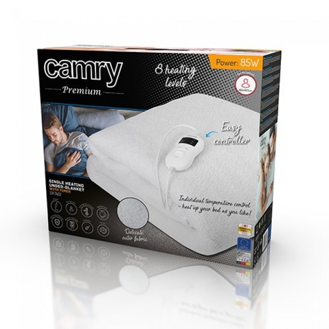 Camry CR 7422 electric blanket 85 W White Polyester, Synthetic wool