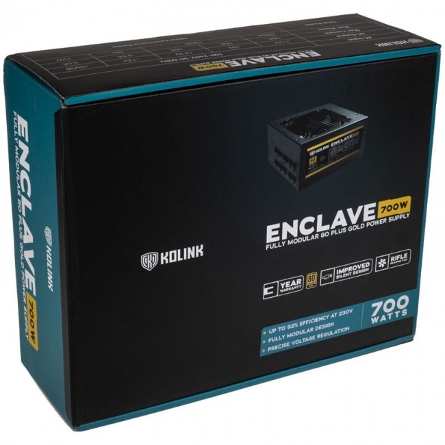 Kolink Enclave power supply unit 700 W 20+4 pin ATX ATX Black Kolink Enclave power supply unit 700 W 20+4 pin ATX ATX Black