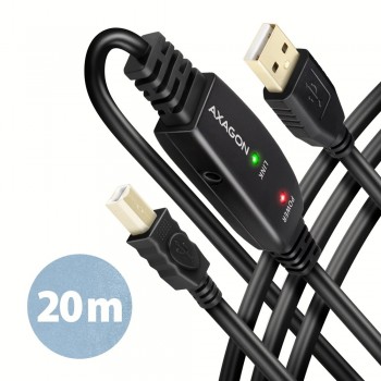 Axagon ADR-220B USB 2.0 A-M - B-M active connecting/repeater cable 20m - Kabel - Digital/Daten USB cable USB A USB B Black