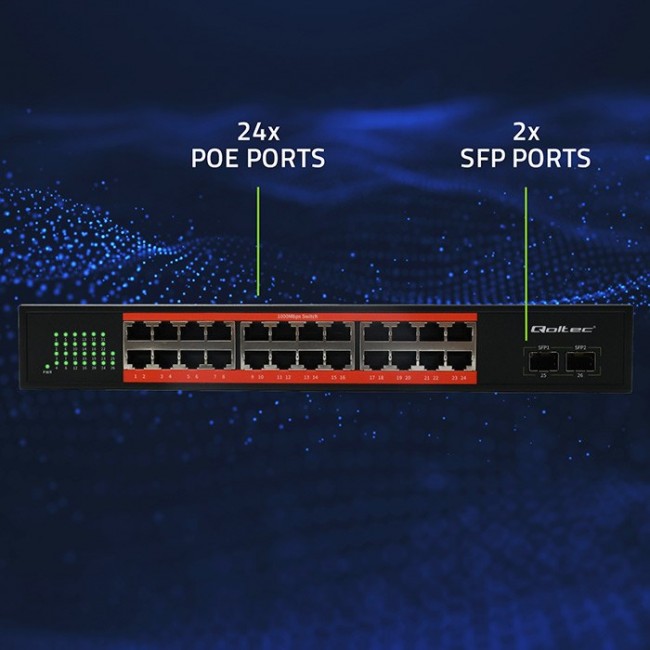 Qoltec Prze ącznik sieciowy SWITCH Gigabit Ethernet | 24x RJ45 | 2x SFP | 1000 Mb/s Qoltec Prze ącznik sieciowy SWITCH Gigabit Ethernet | 24x RJ45 | 2x SFP | 1000 Mb/s