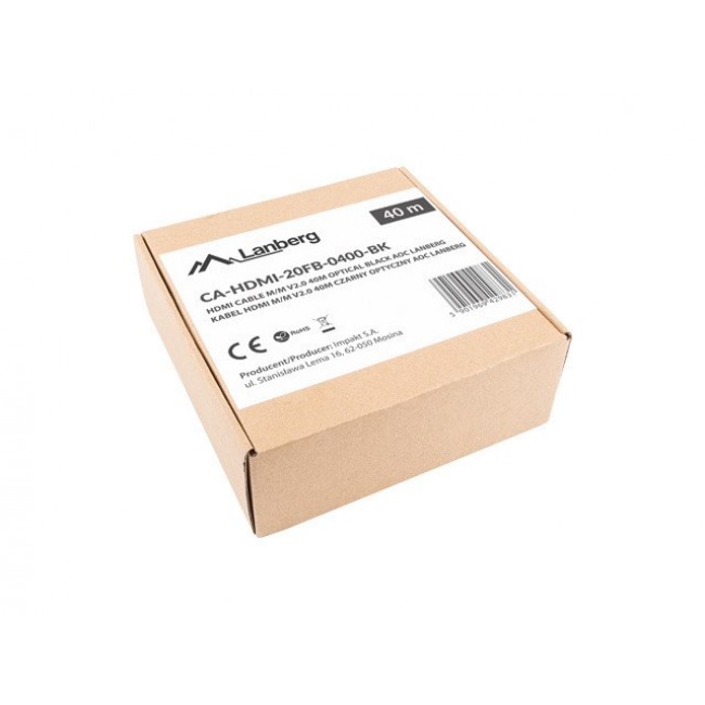 Lanberg CA-HDMI-20FB-0400-BK HDMI cable 40 m HDMI Type A (Standard) Black, Silver Lanberg CA-HDMI-20FB-0400-BK HDMI cable 40 m HDMI Type A (Standard) Black, Silver