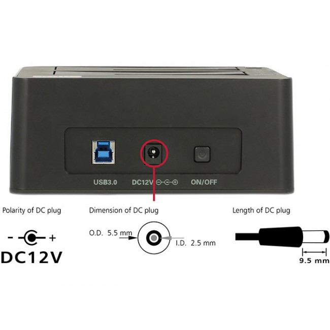 DeLOCK 62661 storage drive docking station USB 3.2 Gen 1 (3.1 Gen 1) Type-B Black