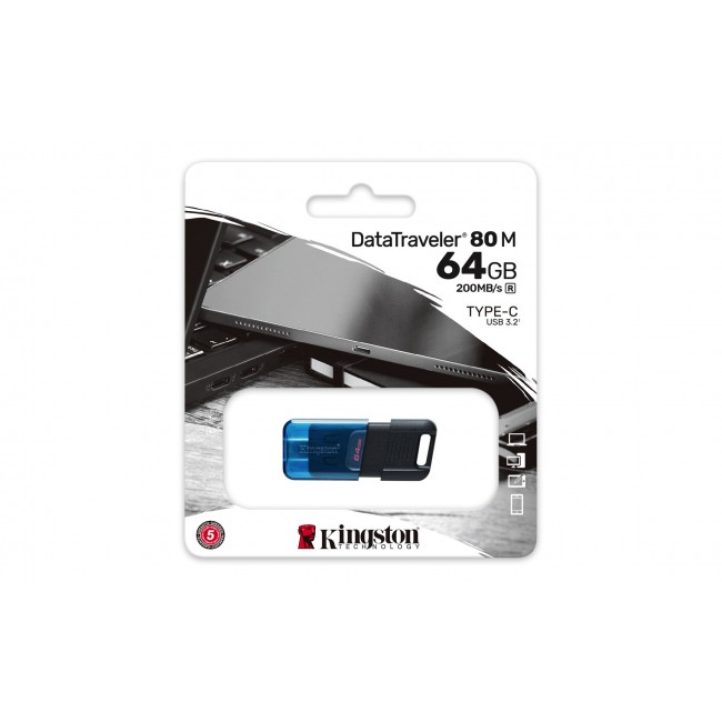 Kingston Technology DataTraveler 64GB 80 M 200MB/s USB-C 3.2 Gen 1 Kingston Technology DataTraveler 64GB 80 M 200MB/s USB-C 3.2 Gen 1