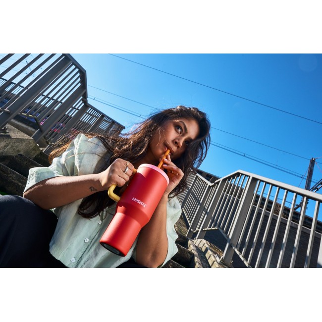 Thermal mug with telescopic straw Kambukka Rio Tumbler 950ml Pink Papaya