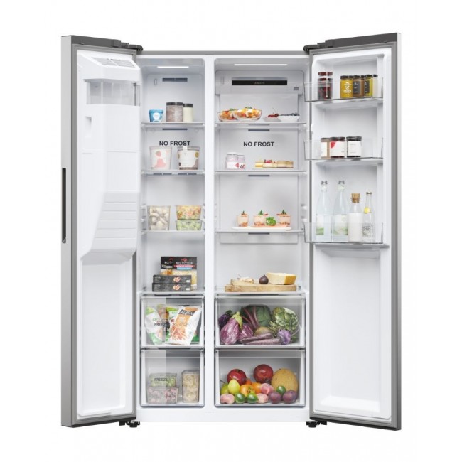 Haier SBS 90 Serie 5 HSR5918DIMP Free-standing double-sided fridge-freezer combination 511 l D Platinum, stainless steel Haier SBS 90 Serie 5 HSR5918DIMP Free-standing double-sided fridge-freezer combination 511 l D Platinum, stainless steel