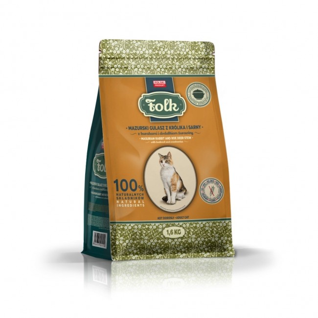 FOLK Masurian-style rabbit and roe deer stew with beets and cranberries - dry cat food - 1,6kg