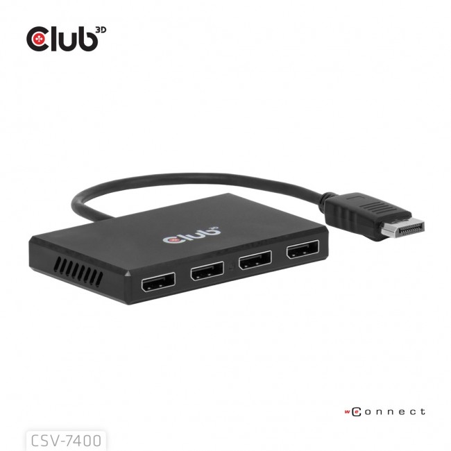 CLUB3D Quad DisplayPort Hub 4 x 4K Resolution @ 30Hz, MST Support