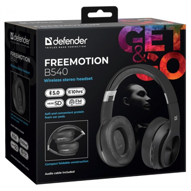 Wireless Headphones with microphone DEFENDER FREEMOTION B540 black Wireless Headphones with microphone DEFENDER FREEMOTION B540 black
