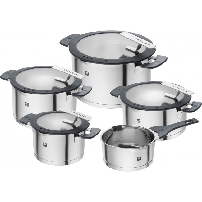 ZWILLING SIMPLIFY 66870-005-0 Pots set Stainless steel 5 pcs. Silver Black ZWILLING SIMPLIFY 66870-005-0 Pots set Stainless steel 5 pcs. Silver Black