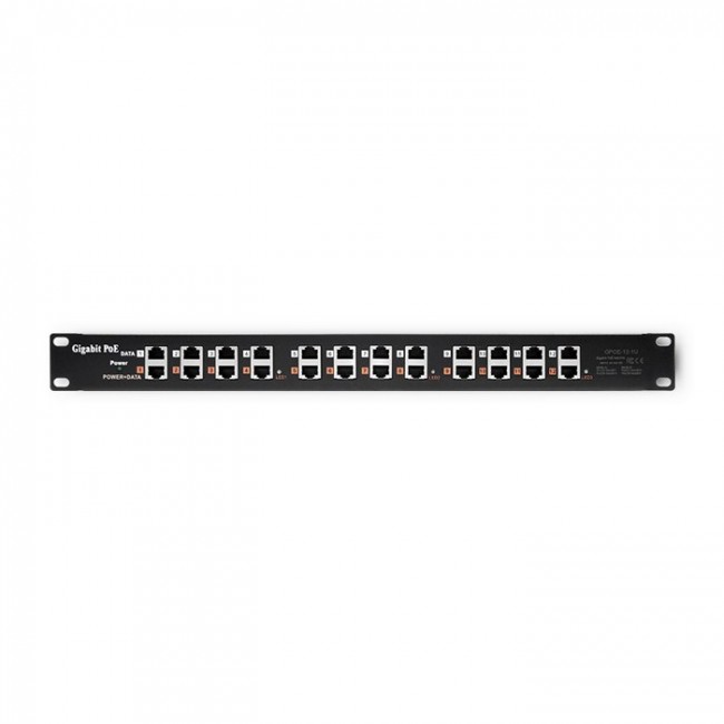 Qoltec 54478 Patch panel RACK | 12 ports | PoE | Black