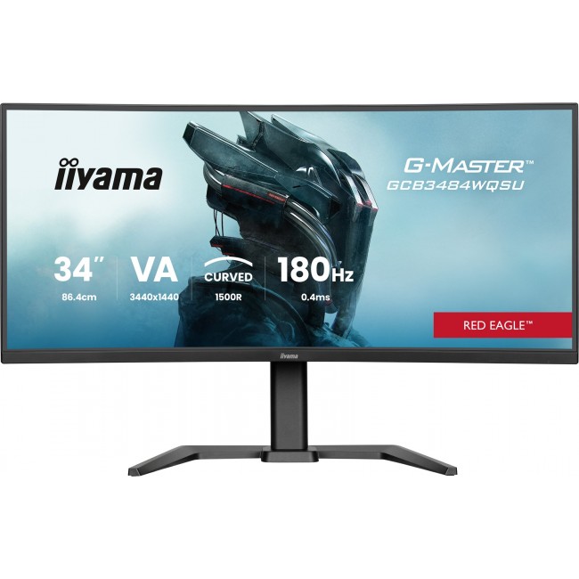 iiyama G-MASTER Get ahead with the curved GCB3484WQSU-B1 Red Eagle featuring 180Hz refresh rate and 0.4ms response time