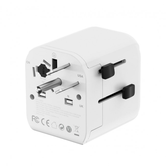 Gembird TPA-EU1A1C20-01-W Grounded universal travel power adapter, 20 W, white Gembird TPA-EU1A1C20-01-W Grounded universal travel power adapter, 20 W, white