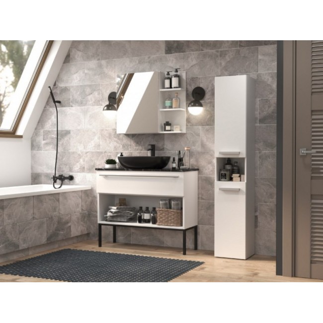 Bathroom cabinet NEL I 31x30x174 cm, matt white Bathroom cabinet NEL I 31x30x174 cm, matt white
