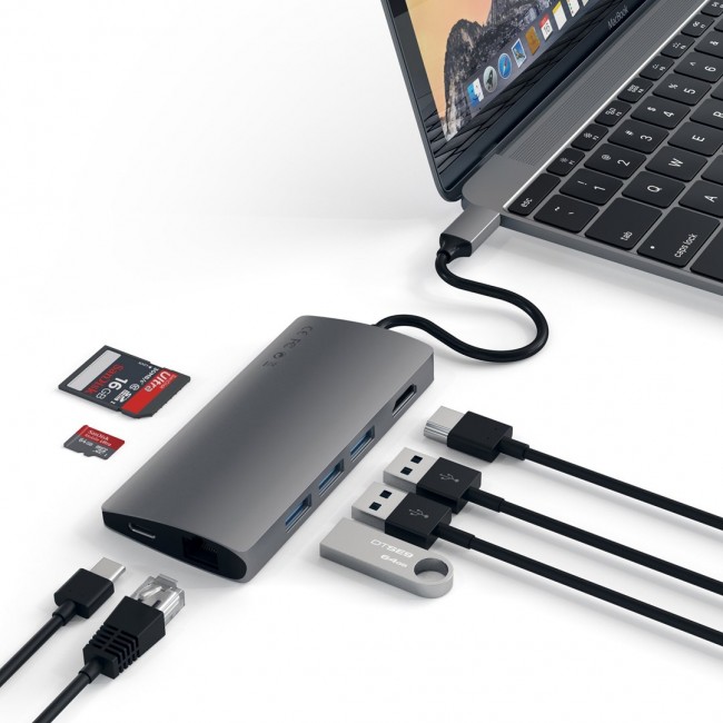 Satechi Multi-Port Adapter V2 Dock st. USB 3.2 Gen 1 (3.1 Gen 1) Type-C Grey Satechi Multi-Port Adapter V2 Dock st. USB 3.2 Gen 1 (3.1 Gen 1) Type-C Grey