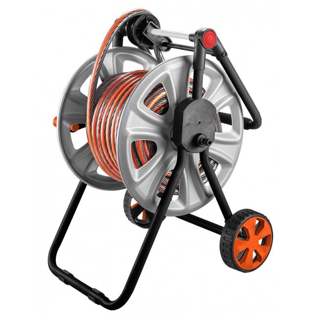 Garden hose reel, metal, for up to 60m of 1/2