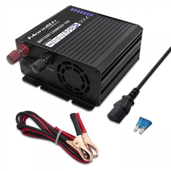 Qoltec 51958 Smart Monolith charger for LiFePO4 AGM GEL SLA batteries | 10A | 12V