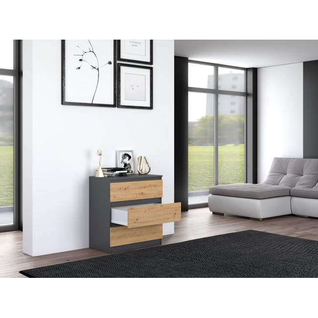 Topeshop M3 ANTRACYT/ARTISAN chest of drawers