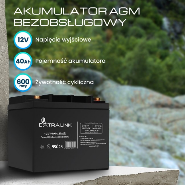 Extralink Accumulator AGM 12V 40Ah maintenance free