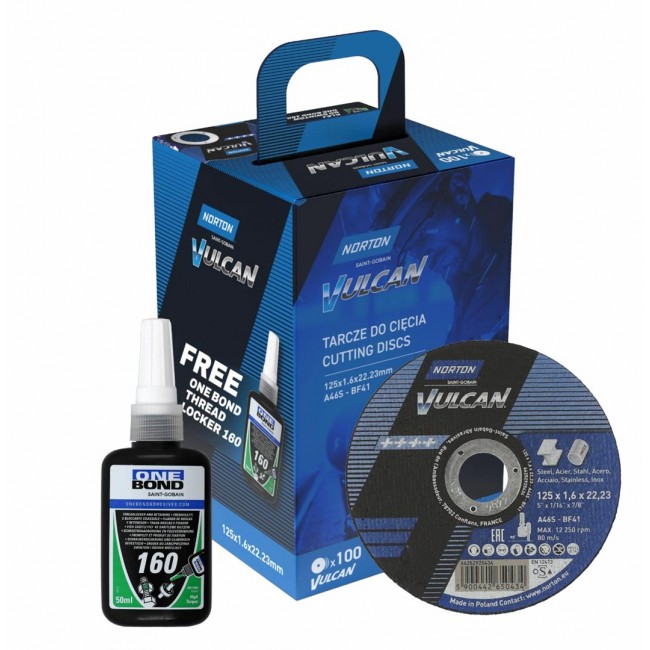 NORTON TARCZA.VULCAN 125 x 1,6 /100szt.+ KLEJ ONE BOND NORTON TARCZA.VULCAN 125 x 1,6 /100szt.+ KLEJ ONE BOND