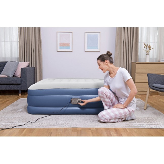Bestway Tritech Air Mattress Queen with Built-in AC Pump and Antimicrobial Coating 2.03 m x 1.52 m x 46 cm