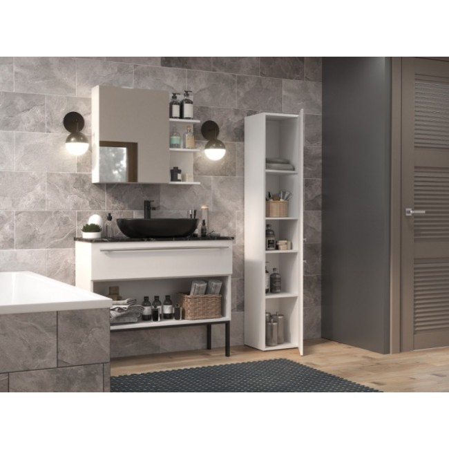 Bathroom cabinet NEL II 31x30x174 cm, white, glossy