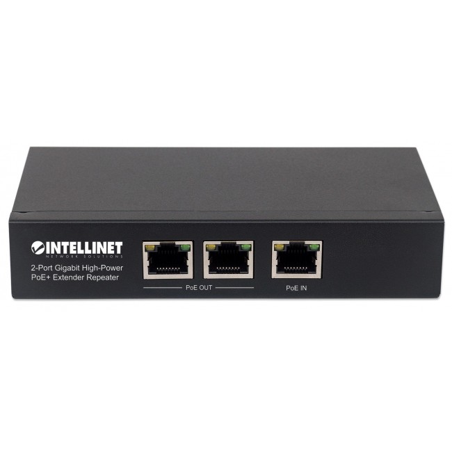 Intellinet 2-Port Gigabit High-Power PoE+ Extender Repeater, IEEE 802.3at/af Power over Ethernet (PoE+/PoE), metal Intellinet 2-Port Gigabit High-Power PoE+ Extender Repeater, IEEE 802.3at/af Power over Ethernet (PoE+/PoE), metal